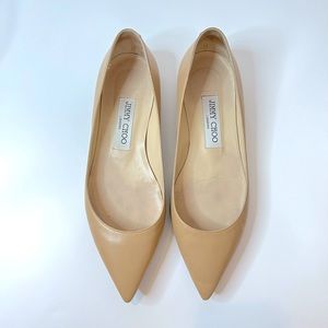 Jimmy Choo Point Toe Bone/Nude Flats
